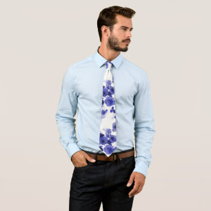 Purple And Blue Roses Tie