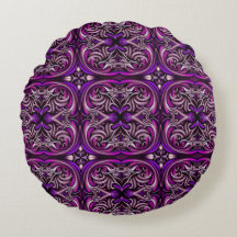Purple and Blue Round Pillow