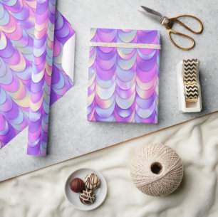 Purple and Blue Scales Iridescent Gradient Wrapping Paper