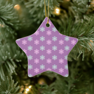 Purple and blue snowflake winter/Christmas Ceramic Tree Decoration