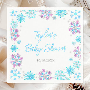 Purple and Blue Snowflakes Baby Shower Napkin
