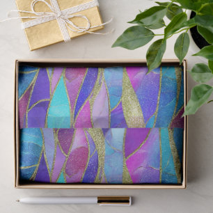 Purple and Blue Stained Glass Mosaic pattern Tissue Paper