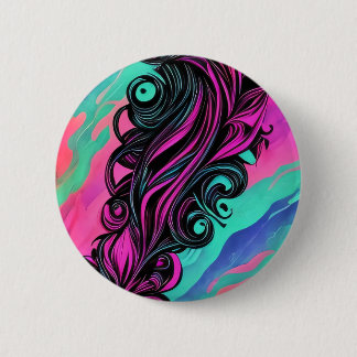 Purple and Blue Swirl Art  6 Cm Round Badge