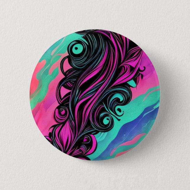 Purple and Blue Swirl Art  6 Cm Round Badge (Front)