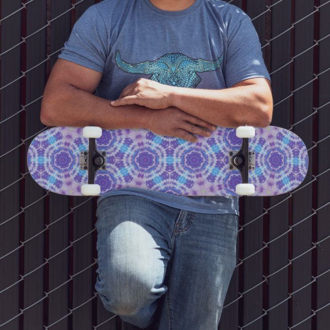 Purple and Blue Tie Dye Pattern Skateboard (Outdoor 3)