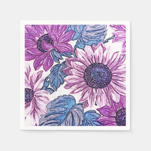 Purple and Blue Vintage Flower Art Napkin