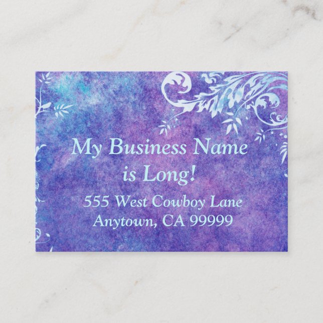 Purple and Blue watercolor business card (Front)