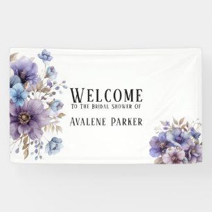 Purple and Blue Watercolor Floral Bridal Shower Banner