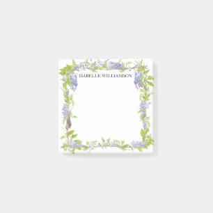 Purple and Blue Watercolor Floral, Personalised Post-it Notes