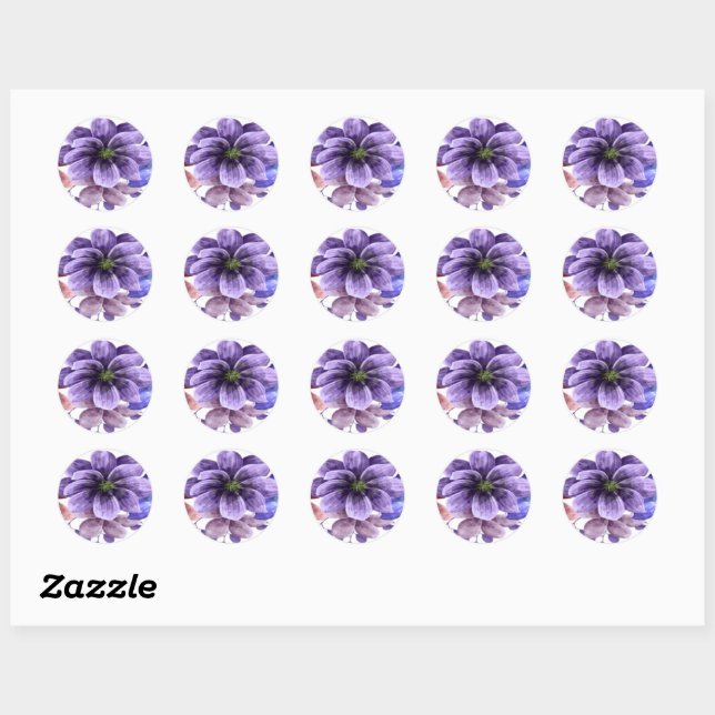 Purple And Blue Watercolor Floral Wedding Seal (Sheet)