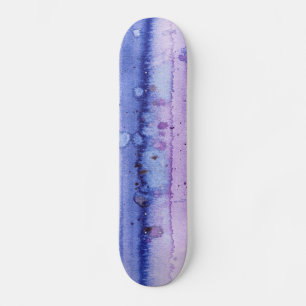 Purple and Blue Watercolor Marbled Paint Skateboard