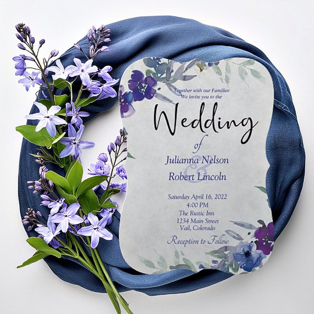Purple and blue watercolor wedding invitation (Creator Uploaded)