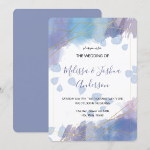 Purple and Blue Watercolor Wedding Invitation