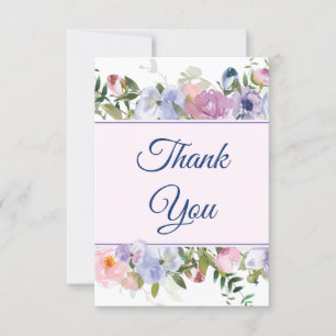  Purple and blue watercolor  wedding   Thank You Card