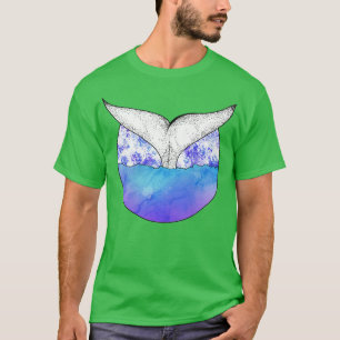 Purple And Blue Watercolor Whale Tail Fin T-Shirt