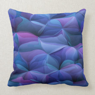 Purple And Blue Wavy Flowers Cushion