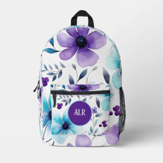 Purple and Blue Wild Flowers   Printed Backpack