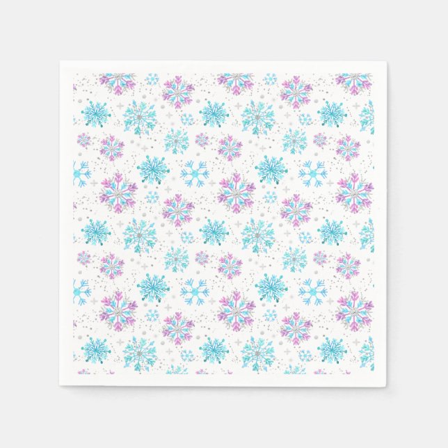 Purple and Blue Winter Snowflakes Napkin (Front)