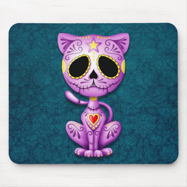 Purple and Blue Zombie Sugar Kitten Mouse Mat (Front)
