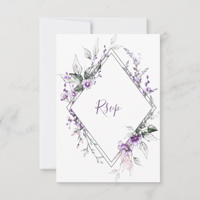 Purple and Blush Diamond Frame | RSVP Card (Front)