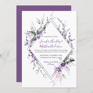 Purple and Blush Diamond Frame Wedding   Invitation