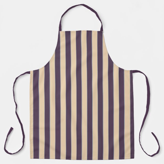 Purple and blush pink line stripes pattern apron (Front)