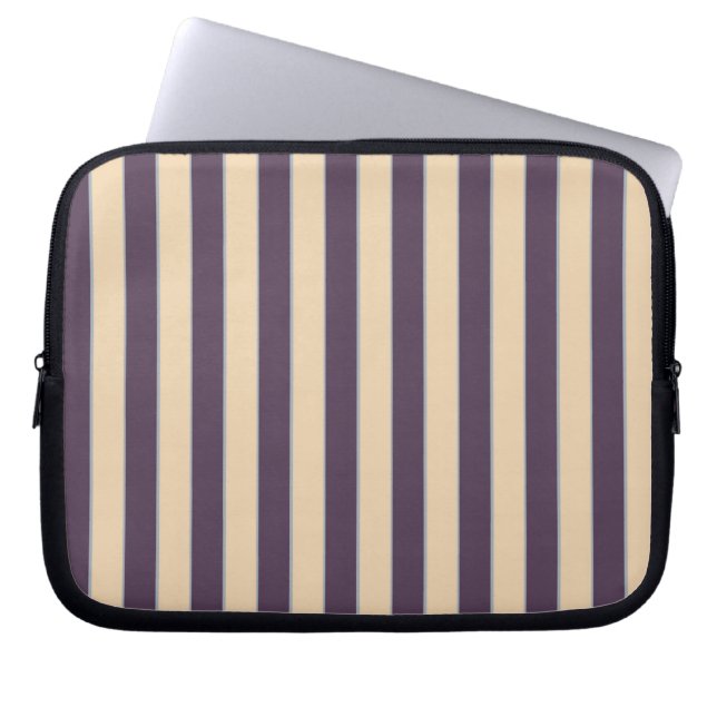 Purple and blush pink line stripes pattern laptop sleeve (Front)