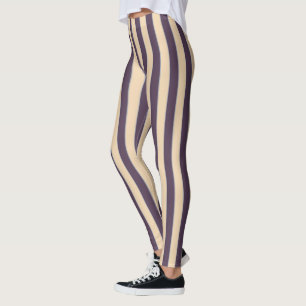 Purple and blush pink line stripes pattern leggings