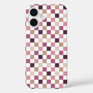 Purple and Brown Chequered Mosaic Minimalist iPhone 16 Case