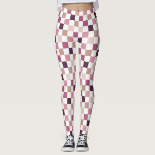 Purple and Brown Chequered Mosaic Minimalist Leggings