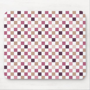 Purple and Brown Chequered Mosaic Minimalist Mouse Mat