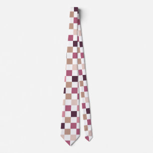 Purple and Brown Chequered Mosaic Minimalist Tie