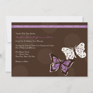 Purple and Brown Cool Butterfly Wedding Invitation