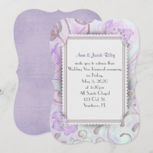 purple and brown floral frame-slit corner design invitation