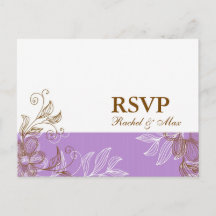 Purple and Brown Floral RSVP Postcard
