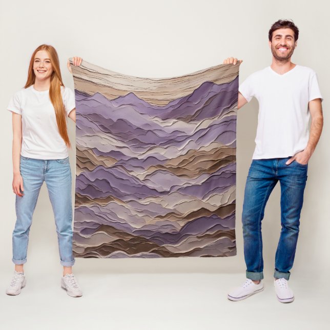 Purple and Brown Mystic Mountain Fleece Blanket (In Situ)
