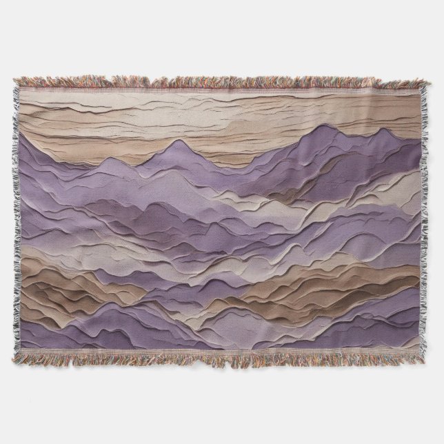 Purple and Brown Mystic Mountain Throw Blanket (Front)