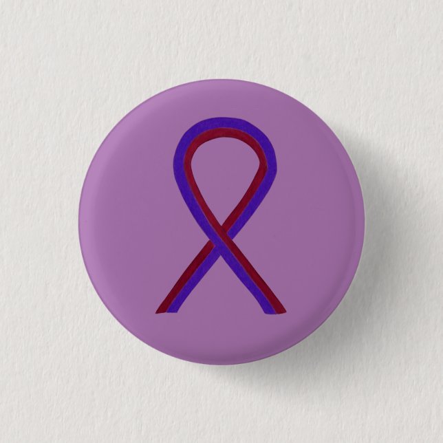 Purple and Burgundy Awareness Ribbon Custom Button (Front)