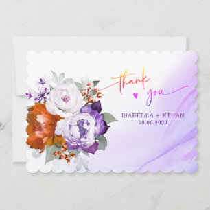 Purple and Burnt Orange Wedding Thank You card