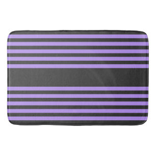 Purple and charcoal five stripe pattern bath mat