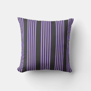 Purple and charcoal five stripe pattern cushion