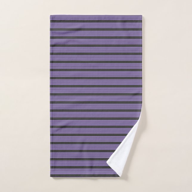 Purple and charcoal five stripe pattern hand towel (Hand Towel)