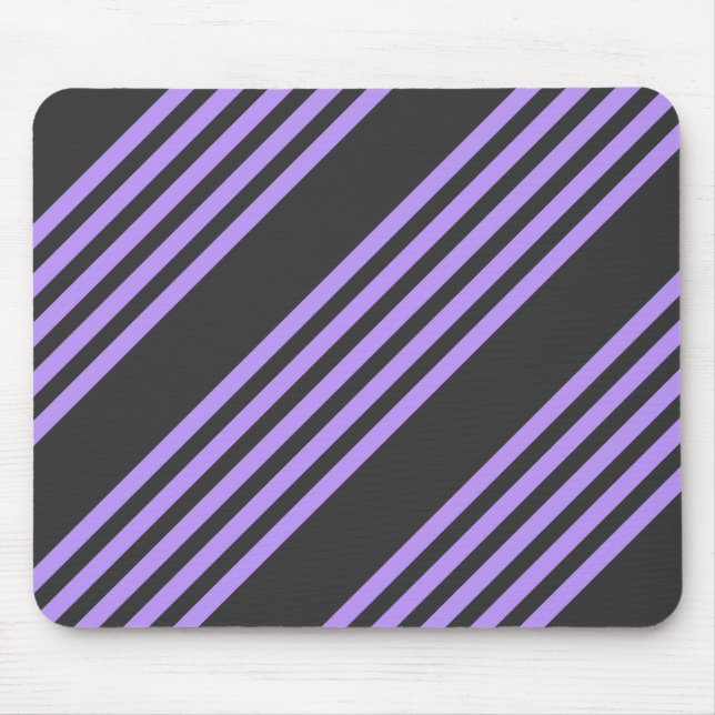 Purple and charcoal five stripe pattern mouse mat (Front)