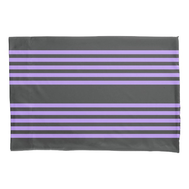 Purple and charcoal five stripe pattern pillowcase (Front)