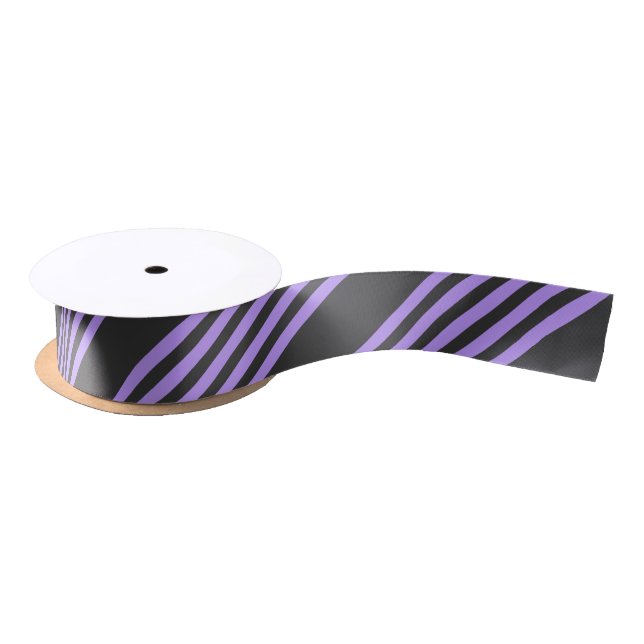 Purple and charcoal five stripe pattern satin ribbon (Spool)