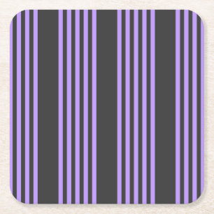 Purple and charcoal five stripe pattern square paper coaster