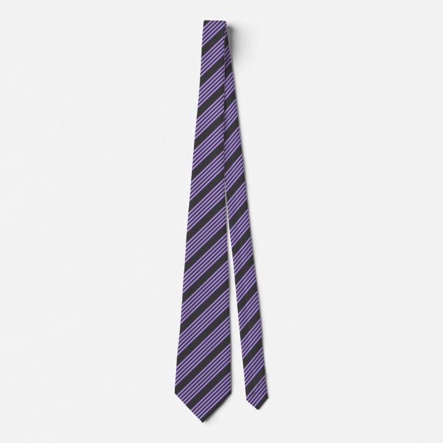 Purple and charcoal five stripe pattern tie (Front)