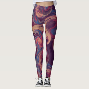 Purple and Colourful Swirling Watercolor Leggings