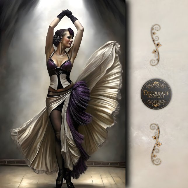 Purple and Cream Dancer in Spotlight Decouapage Tissue Paper (Purple and Cream Dancer in Spotlight Decoupage Tissue Paper)
