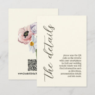 Purple and Cream Floral Bordered Wedding Enclosure Card